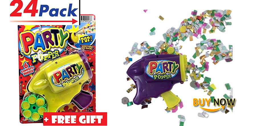 Party Confetti Gun Pack of 24 by JA-RU free gift